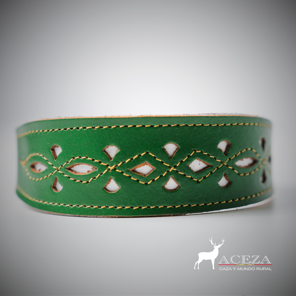Collar para perro original calado verde