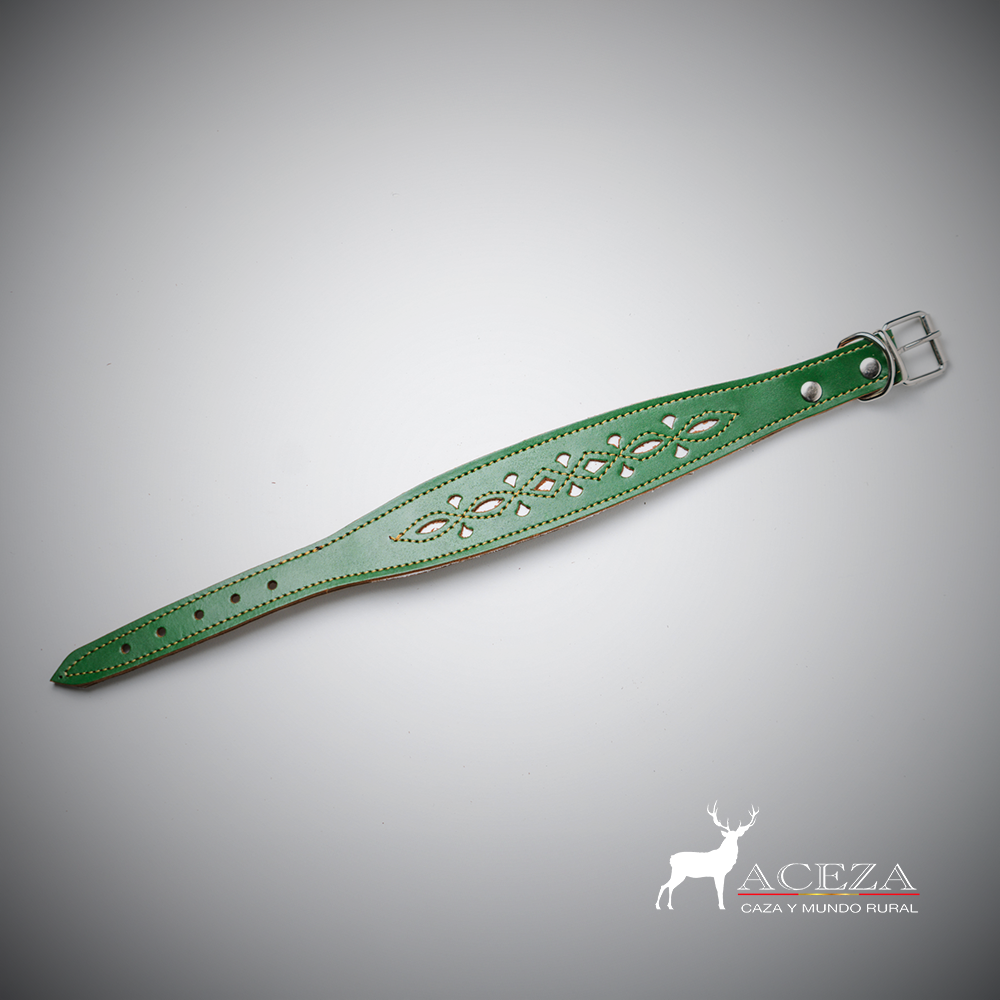 Collar para perro original calado verde