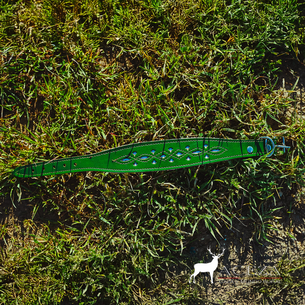 Collar para perro original calado verde