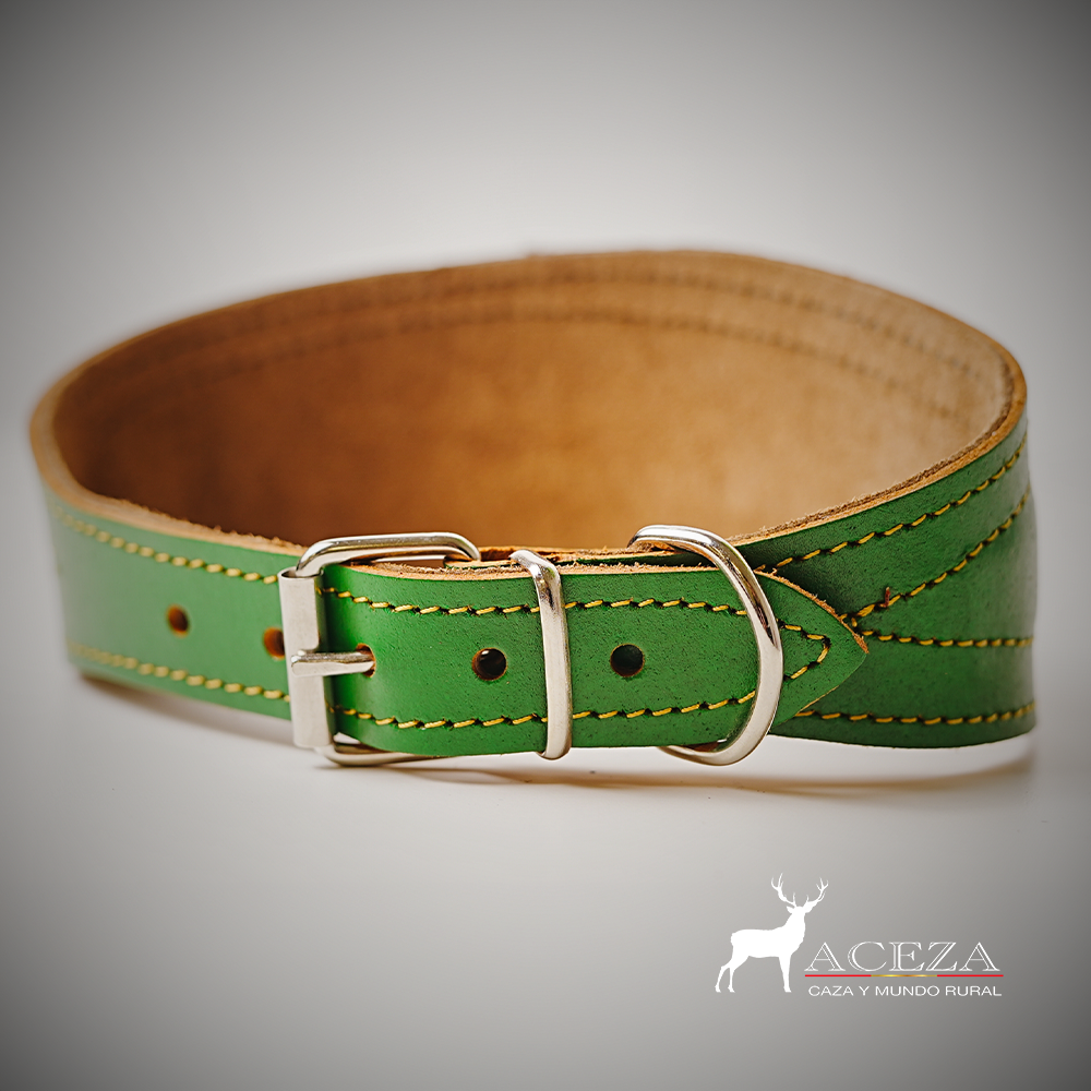 Collar de perro verde con bandera de España