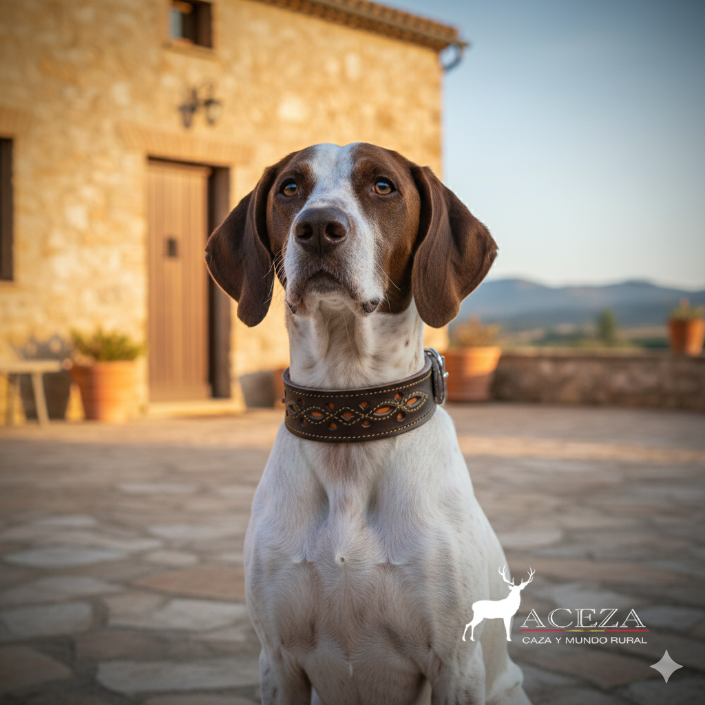 Collar para perro grande de cuero calado marrón