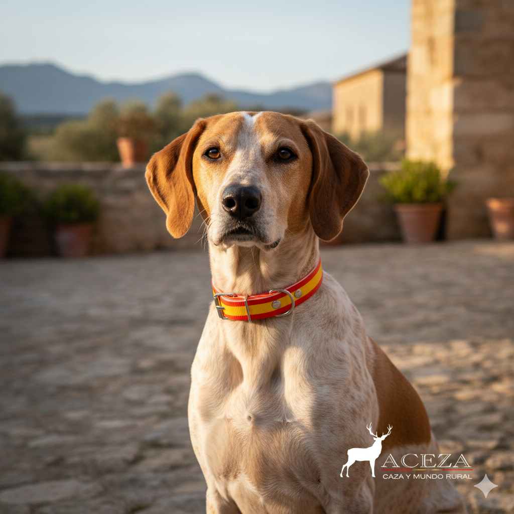Collar de perro de biothane castizo con bandera de España