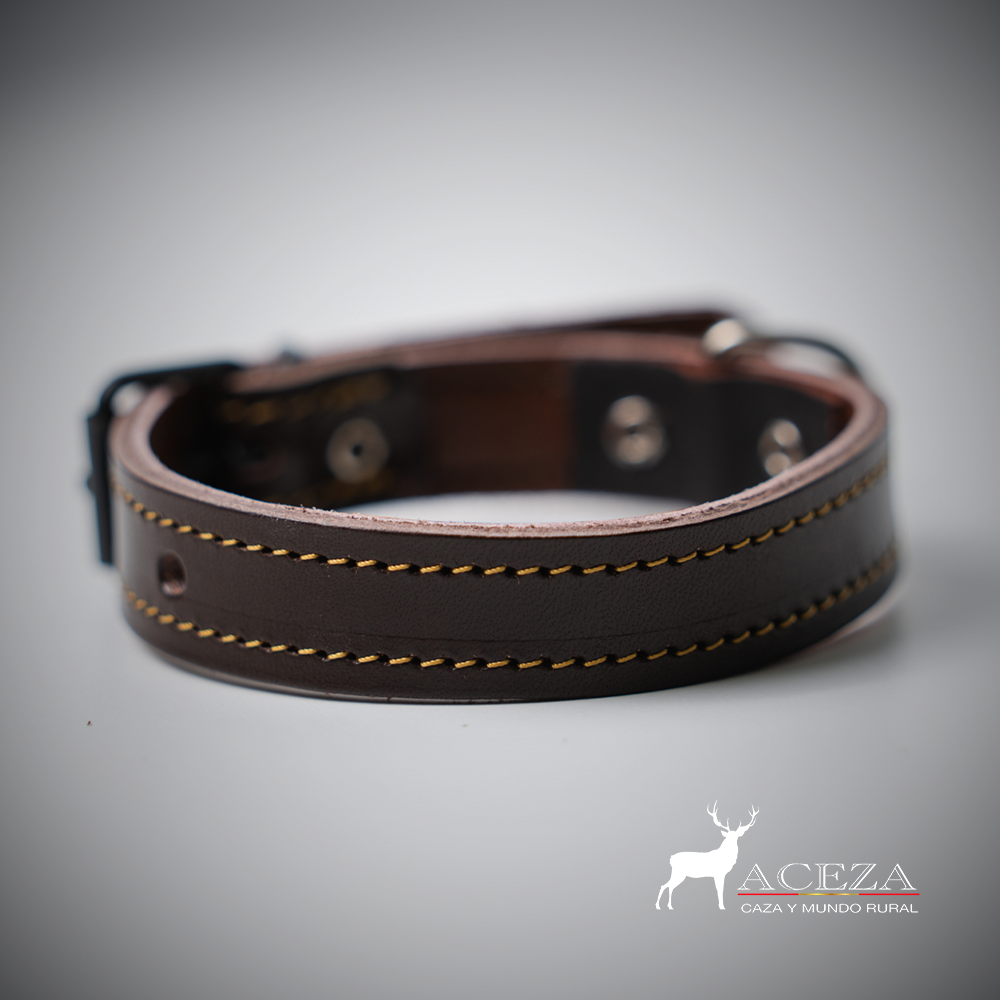 collar de perro de piel frontal con fondo blanco