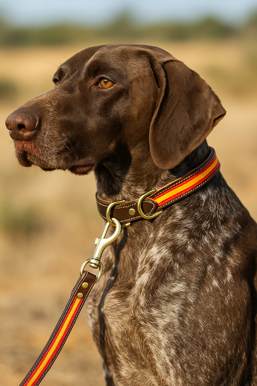 Correa de perro de cuero con bandera de España