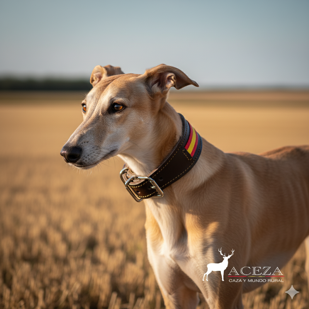 Collar para galgo hecho a mano con bandera de España