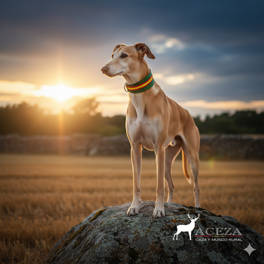 Collar de perro verde con bandera de España