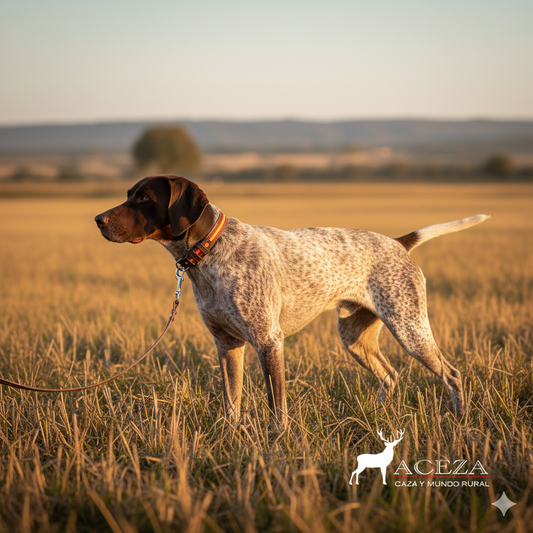 Correa de perro de cuero con bandera de España