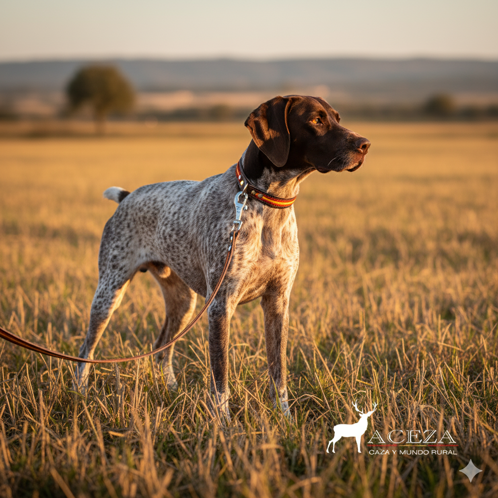 Correa de perro de cuero con bandera de España