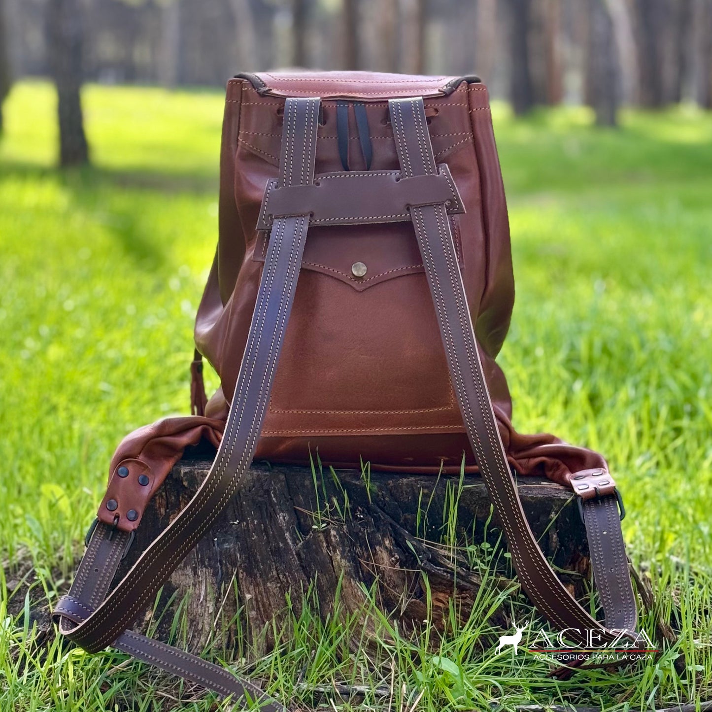 Morral de caza PREMIUM de becerro bordado venado