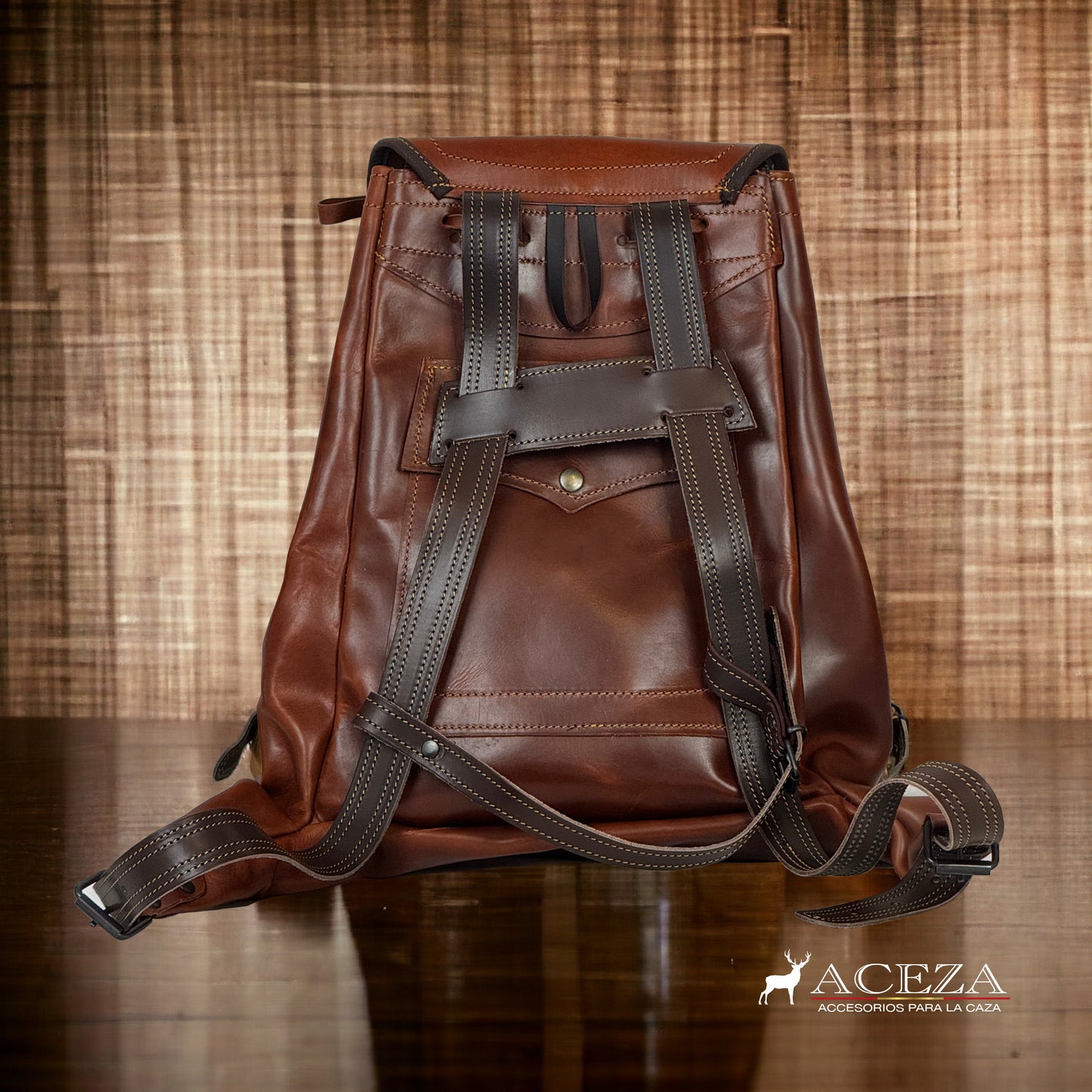 Morral de caza PREMIUM de becerro bordado venado