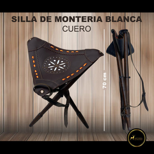 Silla de caza de cuero para montería de España calado blanco