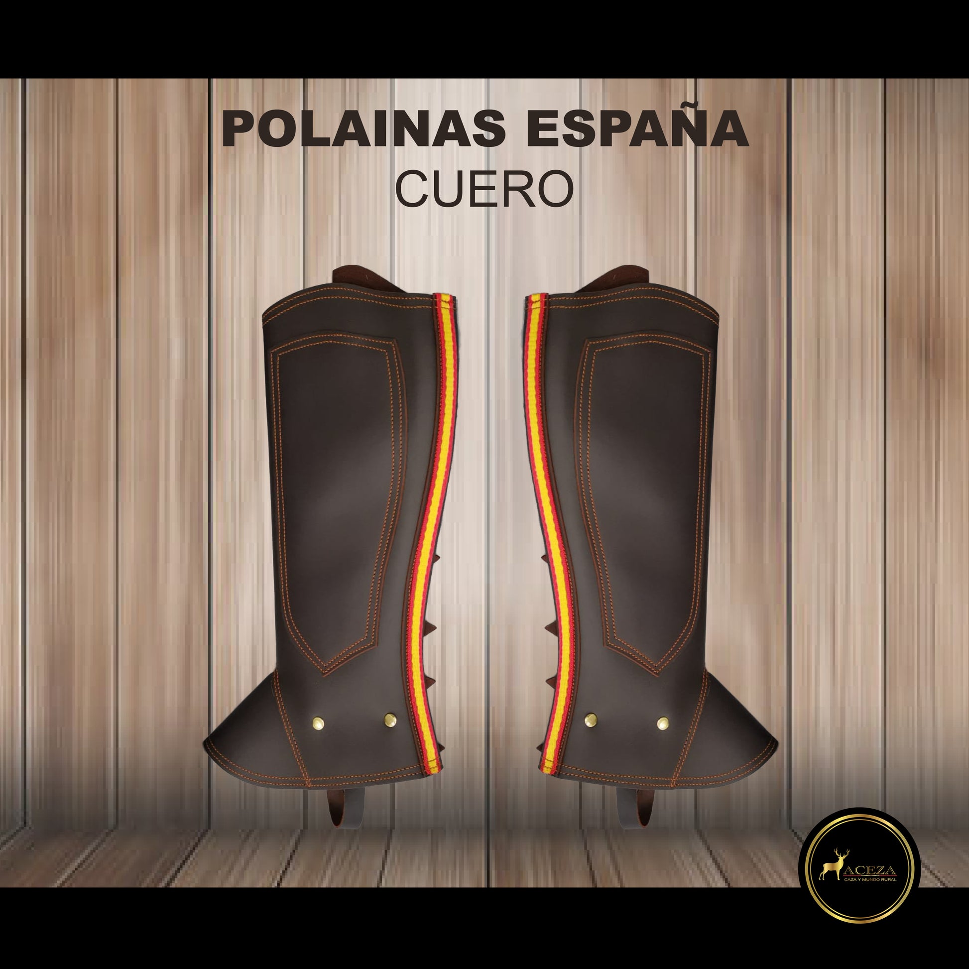 Polaina de cuero resistente al agua, motivo bandera de España, articulo de caza
